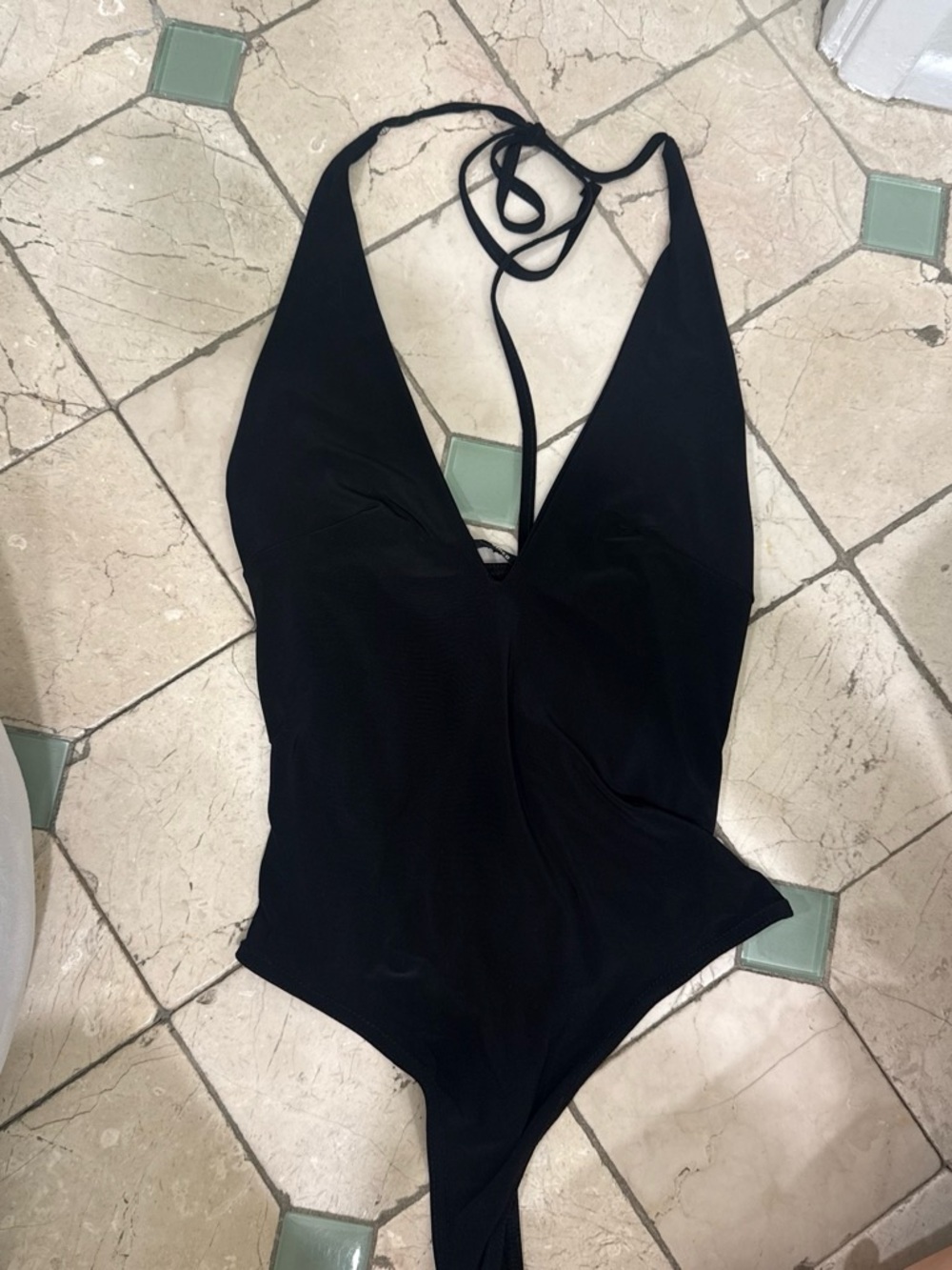 Missguided + Black Halter One-Piece Swimsuit